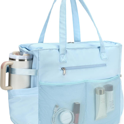 Coastal Collection | Large Waterproof Beach Tote Bag with Zipper & Wet Pocket | Versatile for Travel, Gym, and Grocery