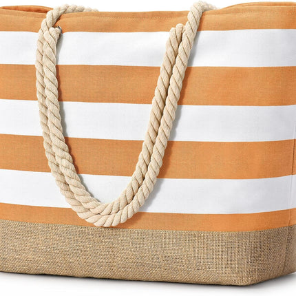 Vepine Large Canvas Beach Tote Bag with Waterproof Design | Stylish & Sandproof Travel Essential for Summer Fun