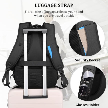 Travel Backpack with USB Port, Water Resistant Laptop Backpack for 17 Inch Laptop, Anti Theft Work Backpack