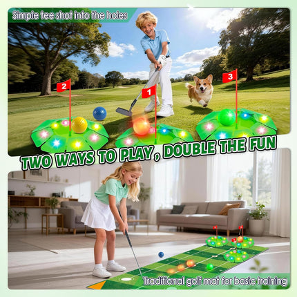 Kids Golf Toy Set with Light-Up Features & 6.5ft Mat | Fun Indoor-Outdoor Game for Ages 3-8