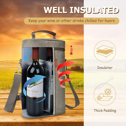 Insulated Wine Tote Carrier Bag with Padded Design | Leakproof Cooler for Travel and Parties