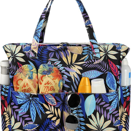 Vepine Waterproof Beach Tote Bag with Zipper & Sandproof Design | Large Capacity for Travel and Gym