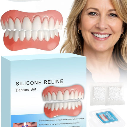 Vepine Custom Fit | Moldable Silicone Dentures with Natural Look | Comfortable Temporary Teeth for Daily Use & Special Occasions