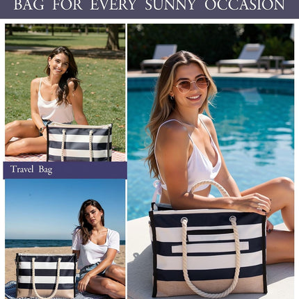 Coastal Escape | Large Waterproof Beach Tote Bag with Sandproof Design | Versatile Crossbody for Travel and Outdoor Fun