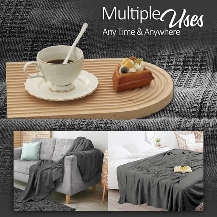Cozy Haven | 100% Cotton Blanket in Grey with 350 GSM Softness | Lightweight & Breathable for Year-Round Comfort