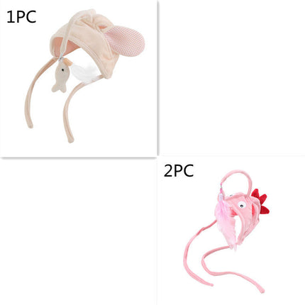 Head-Wearing Cat Toy with Feather Teaser | Adjustable Interactive Hat for Hands-Free Play