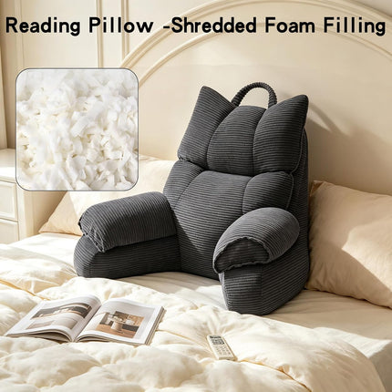 Cozy Reading Pillow with High Arm Rests & Supportive Memory Foam | Perfect Back Support for Relaxing, Reading & Gaming in Bed