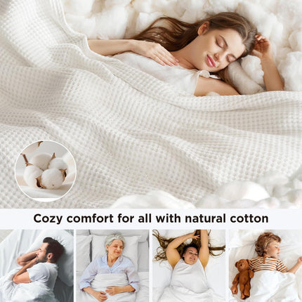 Vepine Cozy Comfort | %100 Cotton Blanket with Waffle Weave Design | Lightweight & Breathable for Year-Round Use