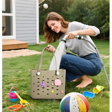 Vepine Water-Resistant Rubber Tote Bag with Sandproof Design | Stylish Vacation Essential for Summer Fun