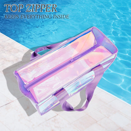 Vepine Beach Tote Bag | Waterproof Sandproof Jelly Beach Bag with Zipper | Stylish & Spacious for Pool and Cruise Essentials
