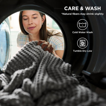 Cozy Haven | Cooling Waffle Queen Blanket with Lightweight Cotton & Bamboo | Soft Summer Throw for Hot Sleepers