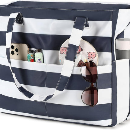 Vepine | Extra Large Waterproof Beach Tote Bag with Wet Compartment | Stylish Carry-On for Weekend Travel