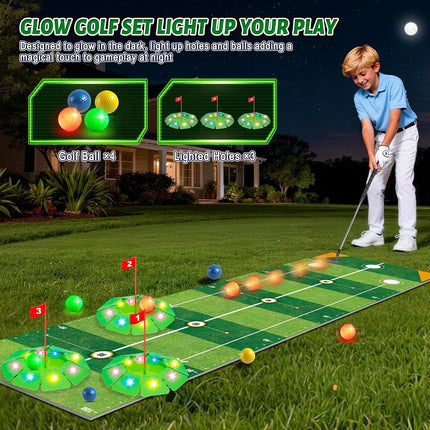 Kids Golf Toy Set with Light-Up Features & 6.5ft Mat | Fun Indoor-Outdoor Game for Ages 3-8