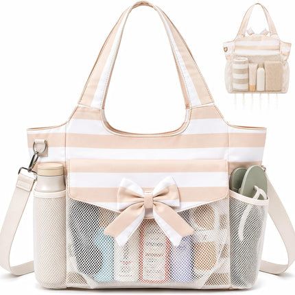 Coastal Collection | Large Waterproof Beach Tote Bag with Zipper & Wet Pocket | Versatile for Travel, Gym, and Grocery
