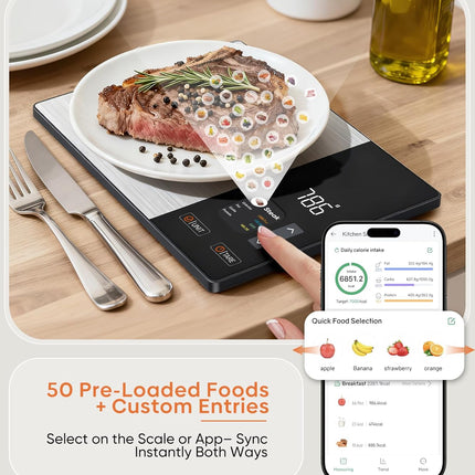 Smart Nutrition Scale | Digital Food Scale with TFT Display & App Integration | Track Calories, Fat, Carbs & Protein for Healthy Meal Prep