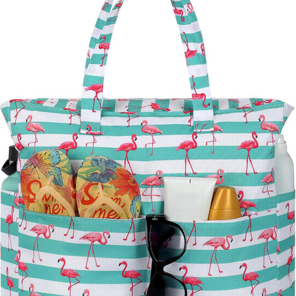 Vepine Waterproof Beach Tote Bag with Zipper & Sandproof Design | Large Capacity for Travel and Gym