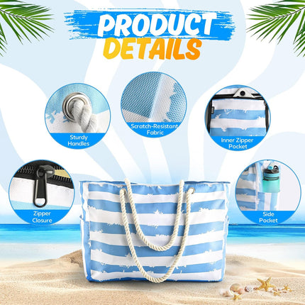 Coastal Escape | Large Waterproof Beach Bag with Sandproof Design | Versatile Tote for Family Outdoor Adventures