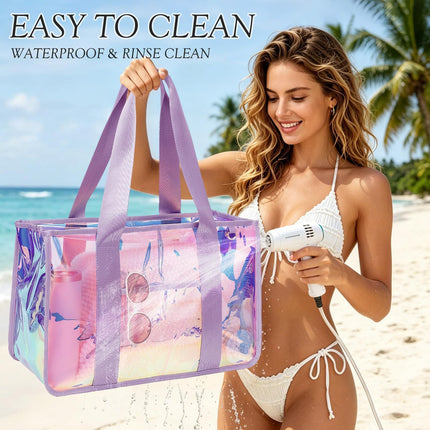 Vepine Beach Tote Bag | Waterproof Sandproof Jelly Beach Bag with Zipper | Stylish & Spacious for Pool and Cruise Essentials