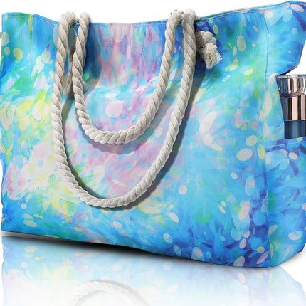 Beach Bliss | Large Waterproof Beach Tote Bag with Zipper | Sandproof Design for Easy Summer Outings