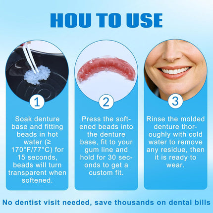 Vepine Custom Fit | Moldable Silicone Dentures with Natural Look | Comfortable Temporary Teeth for Daily Use & Special Occasions