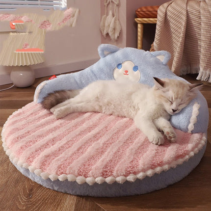 Cozy Bear Style Pet Nest with High Back Support | Winter Cat Bed for Ultimate Comfort and Warmth