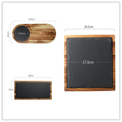 Black Acacia Wood Pizza Plate with Elegant Design | Versatile Serving Solution for Pizza and Steak