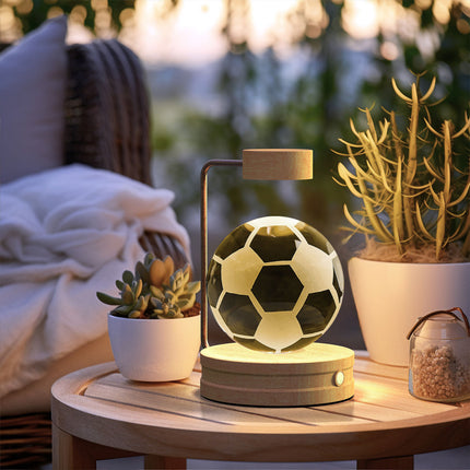 Crystal Glass LED Night Light with 3D Pattern | USB Rechargeable Home Decor for Warm Ambiance