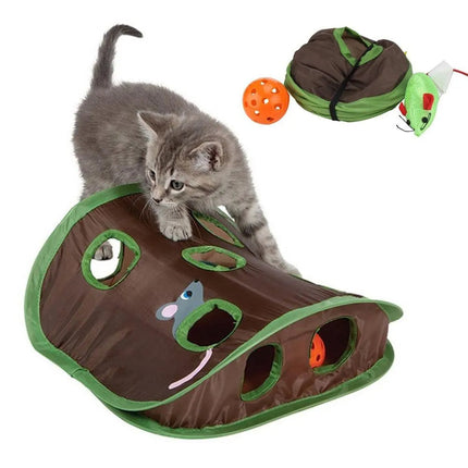 Interactive Cat Toy with Ball & Mouse for Multi-Cat Play | Durable Canvas Design for Mental Stimulation