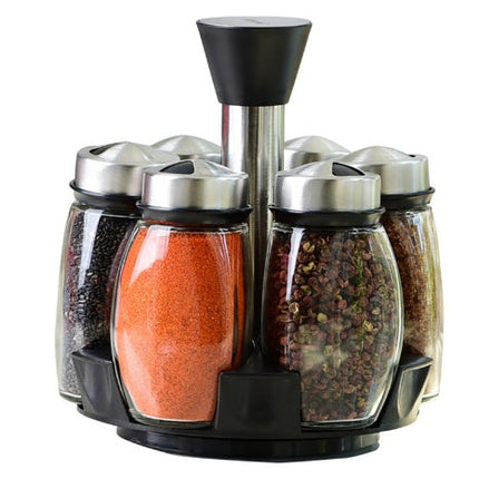 Glass Spice Rack Set with Rotating Base for Easy Access | Elegant Storage for Herbs and Spices