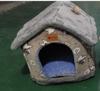 Cozy Foldable Pet House with Self-Warming Fabric | Durable & Portable Winter Bed for Dogs and Cats