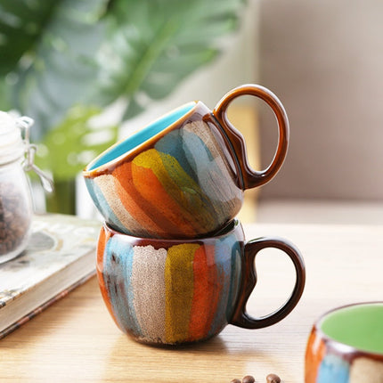 European Style Ceramic Mug Set with Matching Spoon & Lid | 350ml Capacity for Coffee & Tea