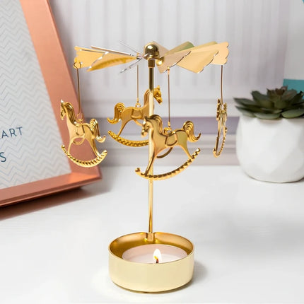 Candle Carousel with Spinning Ornaments for Ambient Light | Elegant Home Décor Accent for Cozy Evenings