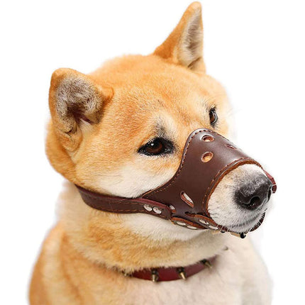 Leather Dog Muzzle with Adjustable Straps | Comfortable & Breathable for Long-Snout Breeds