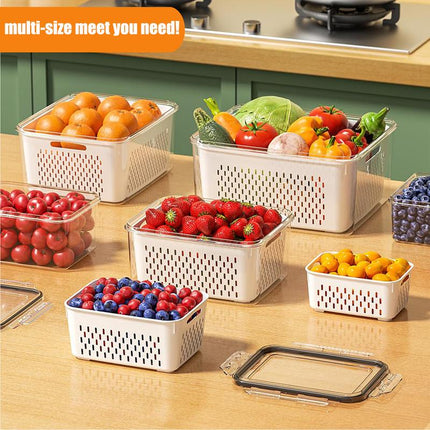 Food Storage Containers, Airtight Food Container Set of 3 with Strainer Insert