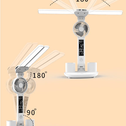 Portable LED Desk Lamp with Fan & Pen Holder | Adjustable Lighting for Organized Workspaces