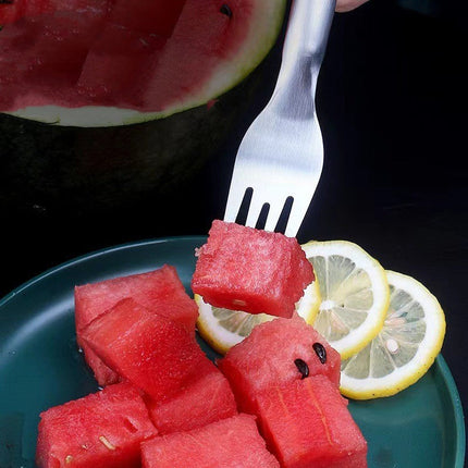 2-in-1 Watermelon Fork Slicer with Stainless Steel Design | Effortless Cubes for Mess-Free Fruit Preparation