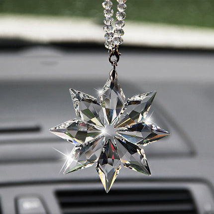 Snowflake Pendant Rearview Mirror Ornament for Car Decoration | Sparkling Gift for Winter Charm