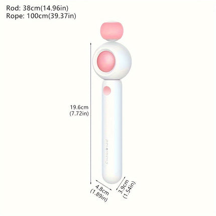 Retractable Cat Teaser Wand with Interchangeable Feather & Tassel Heads | Engaging Play for Indoor Cats