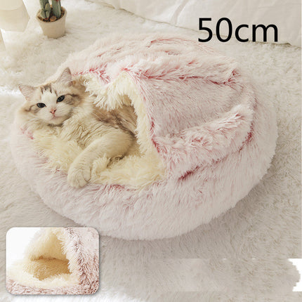Plush Round Pet Bed for Dogs and Cats with Cozy Crystal Velvet | 2-in-1 Design for Ultimate Warmth and Comfort