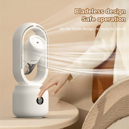 Bladeless Mini Cooling & Humidifier Fan with 4000mAh Battery | Portable Air Sprayer for Comfortable Air Quality
