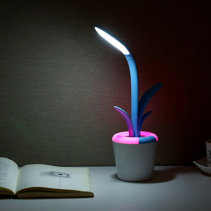 Plant-Shaped LED Desk Lamp with Touch Control & Multiple Brightness Levels | USB Rechargeable Night Light for Home Decor