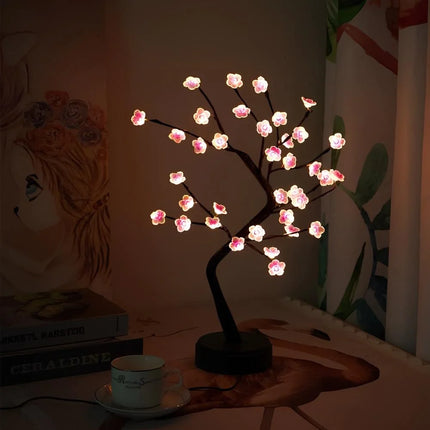 Plum Blossom LED Table Lamp with Customizable Branches | USB & Battery Powered for Serene Home Decor