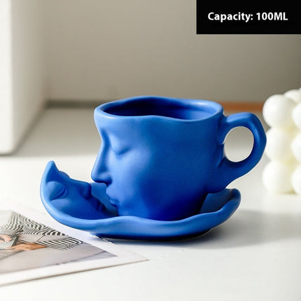 Ceramic Coffee Set with Kiss Design | Stylish and Durable Cups for Elegant Serving