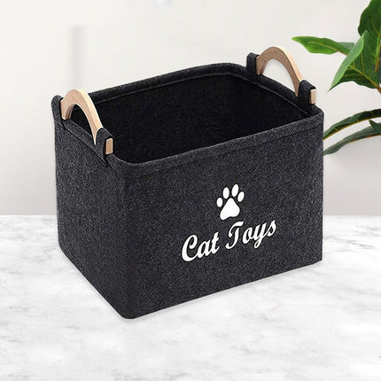 Felt Pet Toy Storage Basket with Large Capacity & Sturdy Handles | Stylish Organizer for Easy Clean-Up and Access