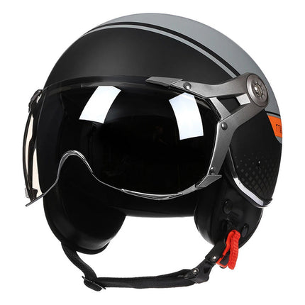 DOT Motorcycle Helmet with Bubble Visor, Vintage Cafe Racer Helmet – image 8