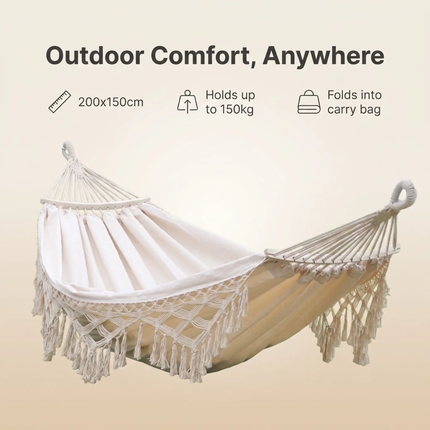 Double Hammock with Spreader Bars, Outdoor Portable Hammock for Patio – image 7