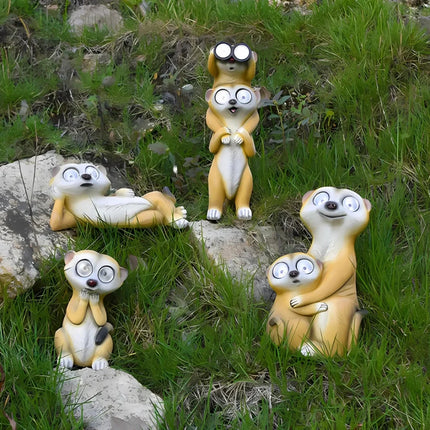 Solar-Powered Meerkat Light Figures with Glowing Eyes | Whimsical Waterproof Garden Decor for Magical Nights