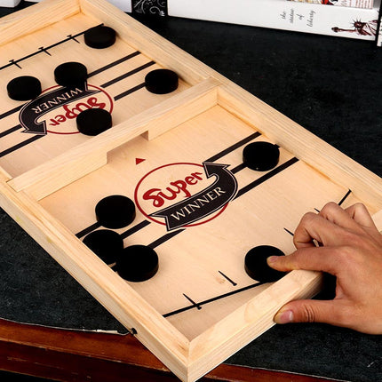 Tabletop Hockey Game with Sling Puck for 2 Players, Wooden Party Games for Kids and Adults – image 8