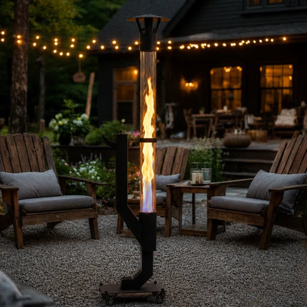 Pellet Torch with Captivating Vertical Flame | Space-Saving Design for Outdoor Patios and Gardens