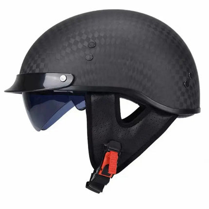 Carbon Fiber Half Face Helmet with Visor, Retro Open Face Biker Helmet – image 10